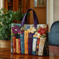 Quilted Tote Bag for Book Lovers